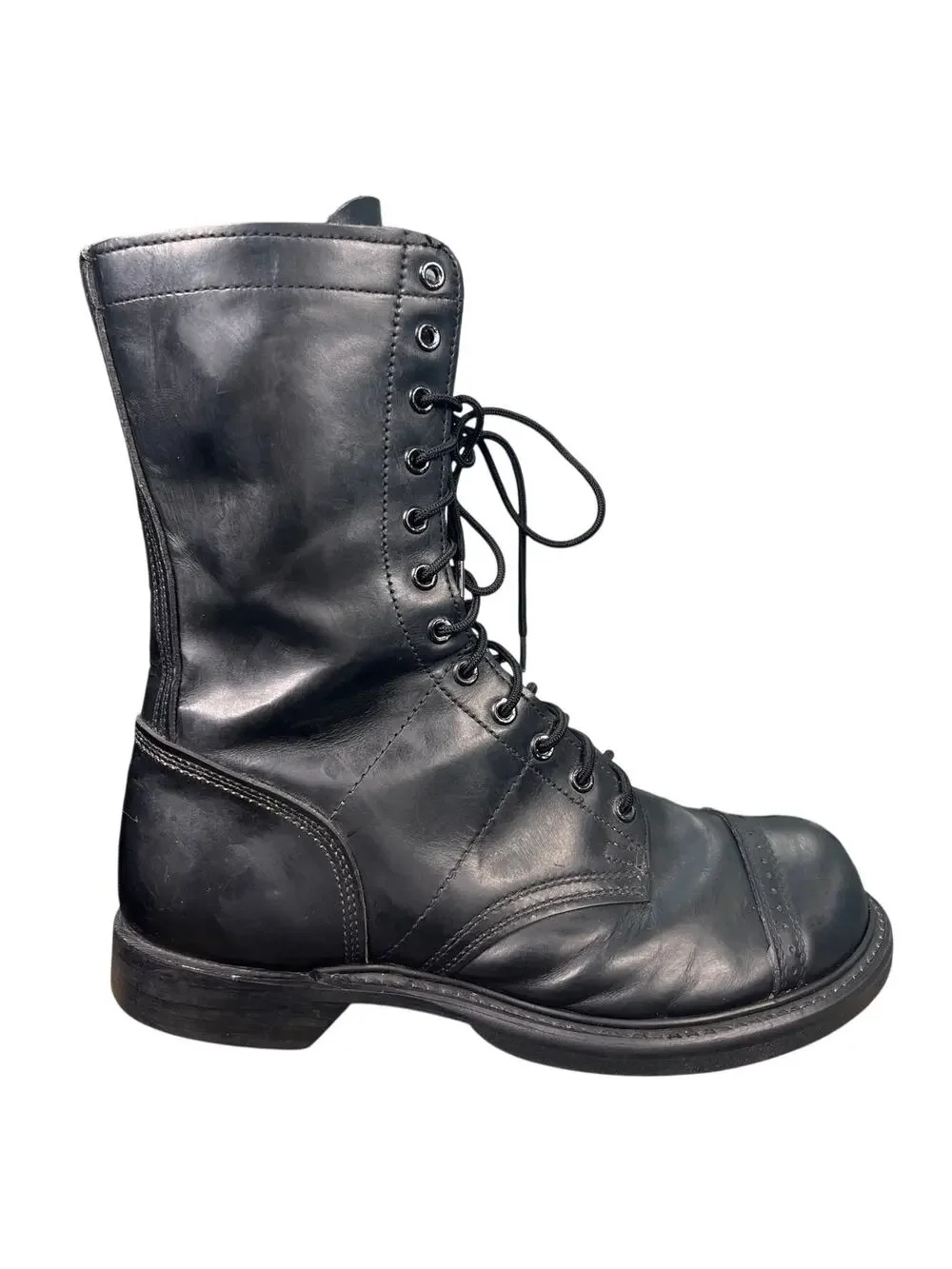 Vintage Double H 975 Black Leather Combat Jump Boots Size US 8.5 E